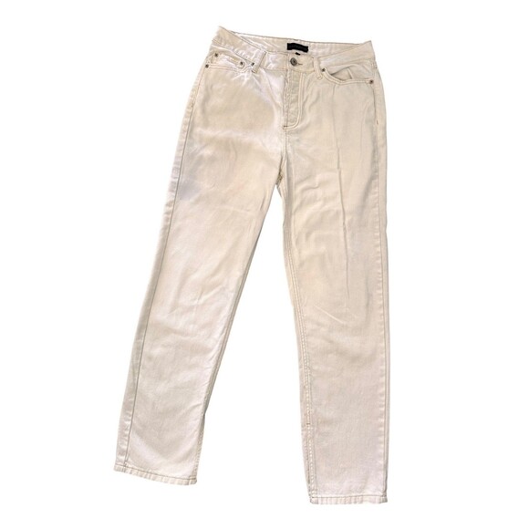 House of Harlow 1960 Super High Rise Split Hem Button Fly Jeans Ivory Size 28 - Picture 1 of 11